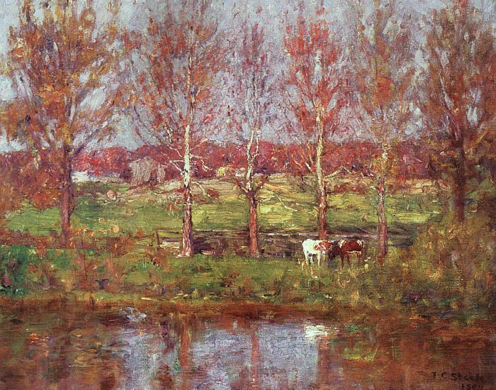Theodore Clement Steele Cows by the Stream Norge oil painting art
